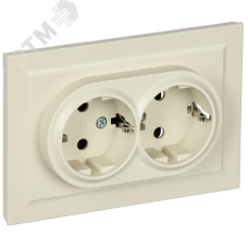 BRITE Розетка двойная с заземлением с защитными шторками 16А в сборе РСш12-3-БрКр бежевый