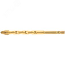 Сверло универсальное, 4 режущие кромки, титановое покрытие, шестигранный U-хвостовик под биту, 12х120 мм