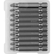 Биты ''Мастер'' кованые, хромомолибденовая сталь, тип хвостовика E 1/4'', PH2, 50мм, 10шт