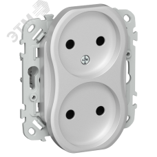 FLITE Розетка 2-местная без заземления без защитных шторок безвинтовое крепление 10А РС02-1-ФлА алюминий IEK