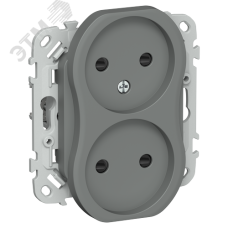 FLITE Розетка 2-местная без заземления с защитными шторками безвинтовое крепление 10А РСш02-1-ФлМА мокрый асфальт IEK