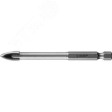 Сверло по кафелю, керамике, стеклу, с четырьмя режущими лезвиями, шестигранный хвостовик, 10 мм, ''Профессионал'' 29845-10