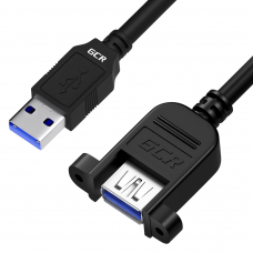 GCR PRO Удлинитель 3.0m USB 3.0 (USB 3.2 Gen 1), AM/AF крепление под винт, 5 Гбит/с, медь, черный, экран, армирование