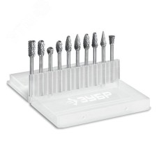 Набор борфрез твердосплавных, ПРОФЕССИОНАЛ 10 шт, хвостовик 3 мм