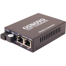 Медиаконвертер/ OSNOVO Медиаконвертер FE, 2*10/100Base-T, 1 оптический порт (SC, tx1310нм/rx1550нм) 100Base-FX, до 20 км