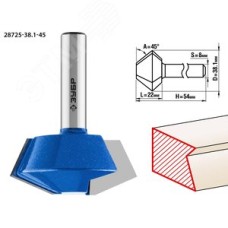 Фреза кромочная конусная 38.1x22мм