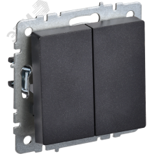 BRITE Выключатель 2-клавишный проходной 10А безвинтовое крепление ВС11-2-6-БрЧ черный IEK
