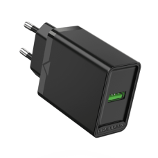 Сетевое зарядное устройство Vention на 1 порт USB A QC 3.0 2.4A  Черный
