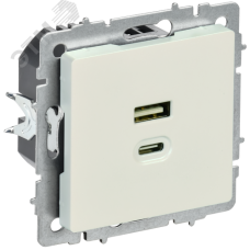 BRITE Розетка USB A+C 45Вт высокоскоростная зарядка РЮ11-2-БрЖ жемчуг IEK