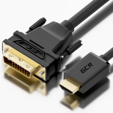 GCR PRO Кабель PROF 0.5m HDMI-DVI, 19M / 25M Dual Link, GOLD, черный, 28 AWG, медь, двойной экран, армирование