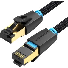 Патч-корд Vention прямой SFTP cat.8 RJ45 - 1м. Черный Тканевая оплетка