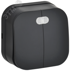 GLORY Выключатель 2-клавишный для открытой установки с индикацией 10А ВС20-2-1-ХЧм черный матовый IEK