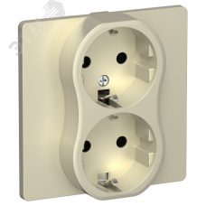 FLITE Розетка 2-местная с заземлением без защитных шторок безвинтовое крепление 16А в сборе РС12-1-К-ФлШ шампань IEK