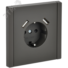 FORTE&PIANO Розетка 1-местная с заземлением с защитными шторками винтовое крепление 16А USB A+A 3,1А FP345 серый IEK