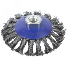 Щетка для УШМ, М14, Тарелка, крученая проволока 0,5 мм, 100 мм, блистер, Profi