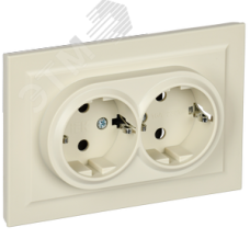 BRITE Розетка двойная с заземлением без защитных шторок 16А в сборе РС12-3-БрКр бежевый