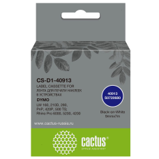 -/ Картридж ленточный Cactus CS-D1-40913 40913 черный/белый для Dymo LM 160, 210D, 280, PnP, 420P, 500 TS; Rhino Pro 6000, 5200, 4200
