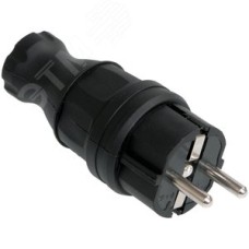 Вилка прямая ОМЕГА каучук 16A 2P+E IP44