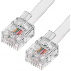 GCR Телефонный шнур удлинитель для аппарата 10.0m 6P4C (джек 6p4c - jack 6p4c), медь, белый