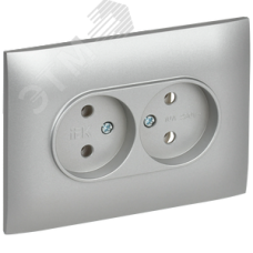 SKANDY Розетка 2-местная без заземления без защитных шторок 10А в сборе SK-R10S серебряный IEK