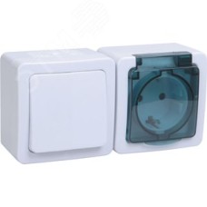 Гермес PLUS Блок наружный: выключатель одноклавишный и розетка с заземлением IP54