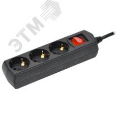 Удлинитель У03В 3 места с заземлением 5м 3х1мм2 10А 250В черный GENERICA