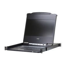 Kонсоль управления, для KVM-переключателей, электрон., 19", HD, SVGA+KBD+MOUSE PS/2 USB,DVI с KVM шнуром USB 1.8м, LCD экран 17", лат./рус.Kлав., (выход на вторую конс 1280x1024 75Hz DDC2BKрепление SINGLE RAIL доп.порт USB A-типа Female)/ SINGLE