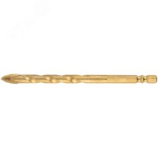 Сверло универсальное, 4 режущие кромки, титановое покрытие, шестигранный U-хвостовик под биту, 10х120 мм