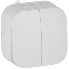 GLORY Выключатель 2-клавишный для открытой установки 10А ВС20-2-0-ХБм белый матовый IEK