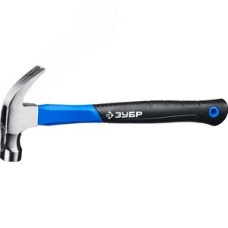 Молоток-гвоздодёр столярный с фиберглассовой рукояткой, кованный, с магнитом, 450 г, Профессионал