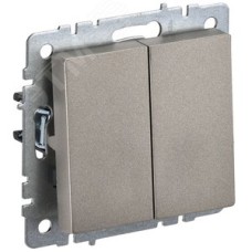 BRITE Выключатель двухклавишный 10А ВС10-2-0-БрШ шампань