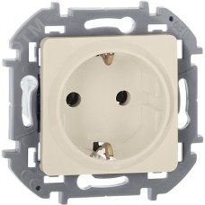 Розетка 1-местная с заземлением без защитных шторок 16А слоновая кость INSPIRIA
