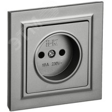BRITE Розетка 1 пост без заземления без защитных шторок 10А в сборе РСР10-1-0-БрС сталь IEK