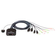 2-портовый, USB, DisplayPort, кабельный KVM-переключатель с пультом удаленного переключения порта, разрешение 2560 x 1600 при 60 Гц/ 2 PORT DP KVM SWITCH.