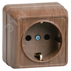 OKTAVA Розетка 1-местная с заземлением для открытой установки 16А РС20-3-ОД дуб GENERICA