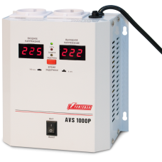 Стабилизатор POWERMAN AVS 1000P, ступенчатый регулятор, цифровые индикаторы уровней напряжения, 1000ВА, 110-260В, максимальный входной ток 7А, 2 евророзетки, IP-20, навесной,  185мм х 170мм х 100мм, 3.5 кг./ Stabilizer POWERMAN AVS 1000P, step-type regula