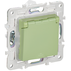 SKANDY Розетка 1-местная с заземлением с защитными шторками и крышкой 16А IP44 SK-R11G мятный IEK