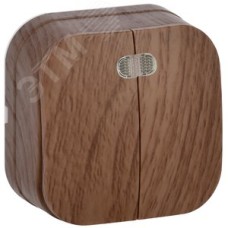 GLORY Выключатель двухклавишный наружный дуб с индикацией