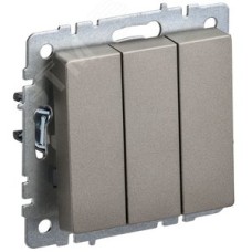 BRITE Выключатель трехклавишный 10А ВС10-3-0-БрШ шампань