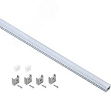 Профиль алюминиевый для светодиодной ленты 1712 накладной прямоугольный 2 м с комплектом аксессуаров (опал)