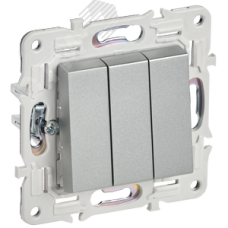SKANDY Выключатель 3-клавишный 10А SK-V11S серебряный IEK
