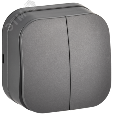 GLORY Выключатель 2-клавишный для открытой установки 10А ВС20-2-0-ХСм сталь матовый IEK