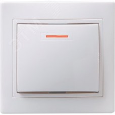 KVARTA Выключатель 1-клавишный с индикацией 10А ВС10-1-1-КБ белый GENERICA