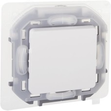 Выключатель 1-клавишный проходной 10АХ IP44 безвинтовое крепление белый INSPIRIA