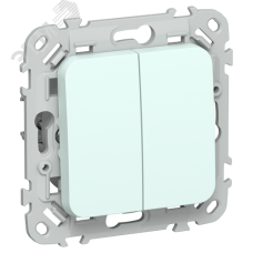 FLITE Выключатель 2-клавишный кнопочный 10А ВС12-2-0-ФлХЛ холодный лед IEK