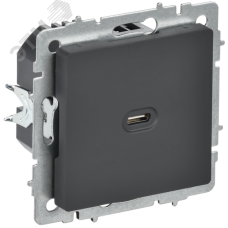 BRITE Розетка USB C 65Вт высокоскоростная зарядка РЮ12-1-БрГ графит IEK