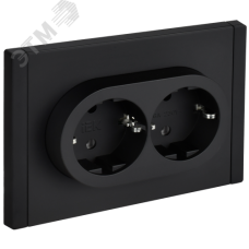 FORTE&PIANO Розетка 2-местная с заземлением без защитных шторок безвинтовое крепление 16А FP124M металл черный IEK