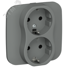 FLITE Розетка 2-местная с заземлением без защитных шторок 16А в сборе РС12-0-А-ФлМА мокрый асфальт IEK