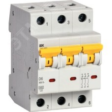 Выключатель автоматический ВА47-60МА без теплового расцепителя 3P 6А 6кА D