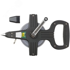 Рулетка землемерная, стальная лента, черный открытый пластиковый корпус 50 м